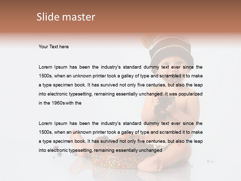 Baby Boy With Hat And Cake PowerPoint Template