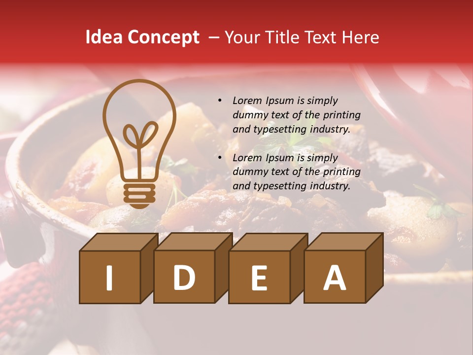 A Pot Full Of Food With A Spoon In It PowerPoint Template