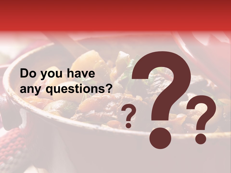 A Pot Full Of Food With A Spoon In It PowerPoint Template