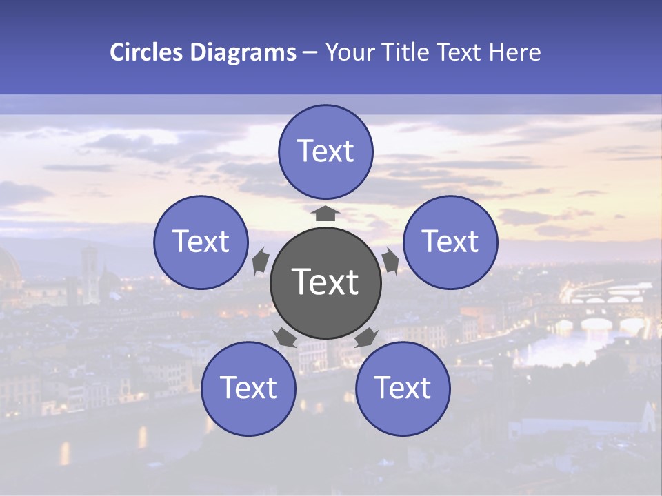 Beautiful Sunset Over The River Arno In Florence, Italy, Hdr PowerPoint Template