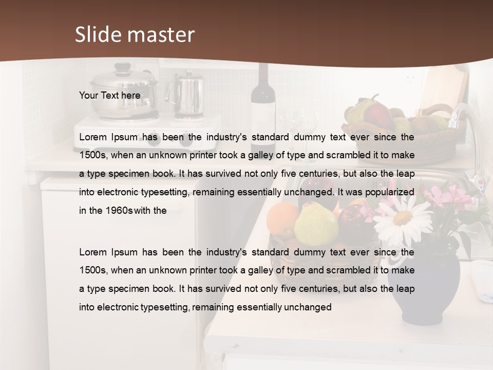 Kitchen In Maisonette Apartment In The Greek Islands Santorini Town Of Oia Cave House PowerPoint Template