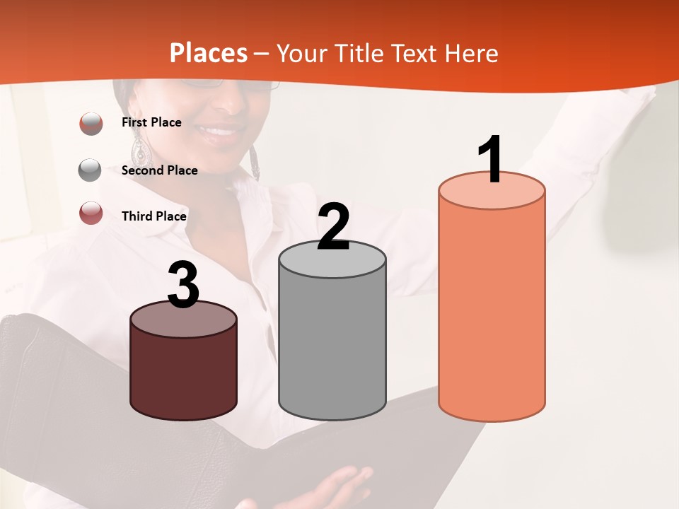 Young Beautiful School Teacher Write On Blackboard PowerPoint Template