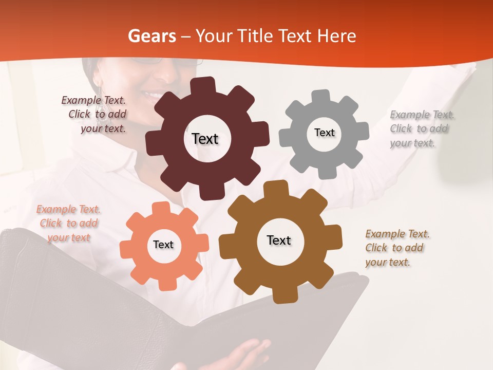 Young Beautiful School Teacher Write On Blackboard PowerPoint Template