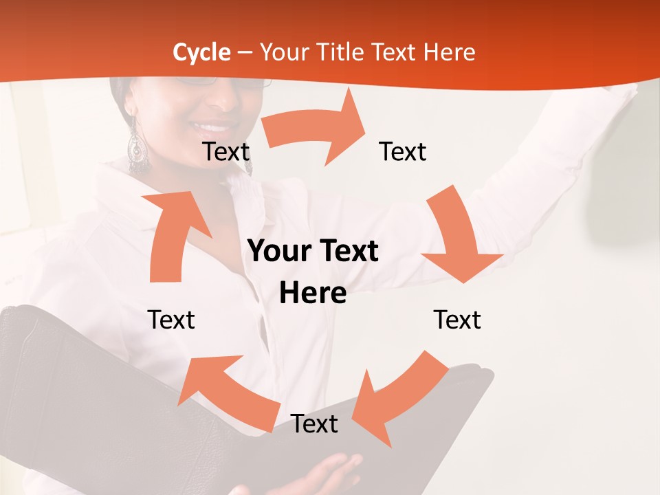 Young Beautiful School Teacher Write On Blackboard PowerPoint Template