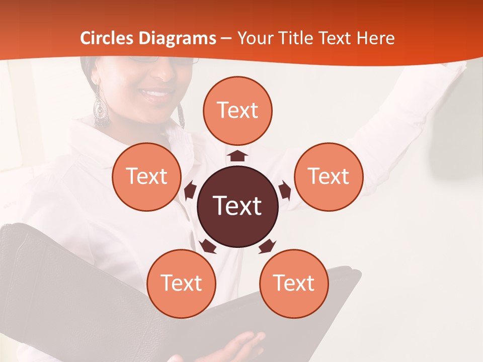 Young Beautiful School Teacher Write On Blackboard PowerPoint Template