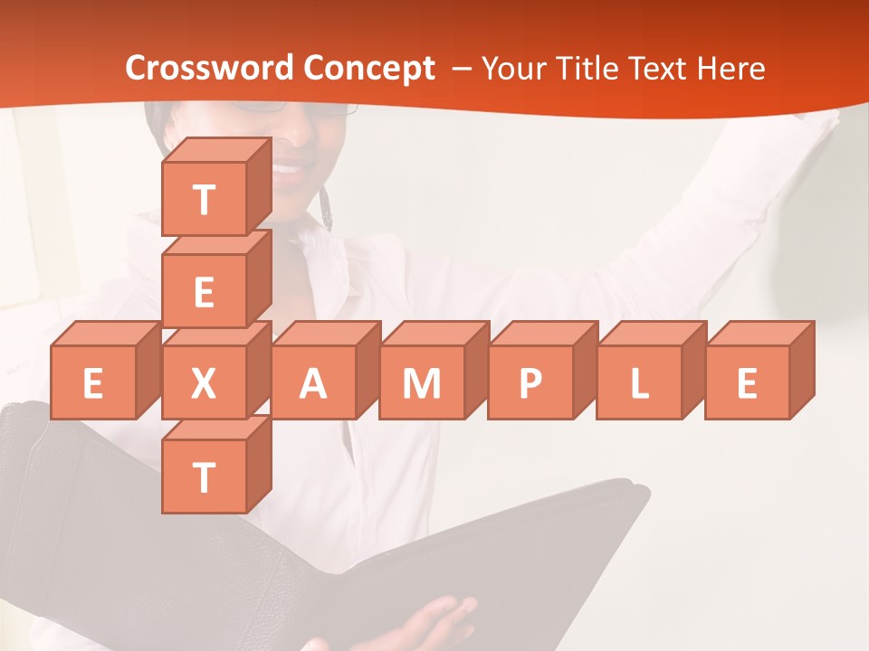 Young Beautiful School Teacher Write On Blackboard PowerPoint Template