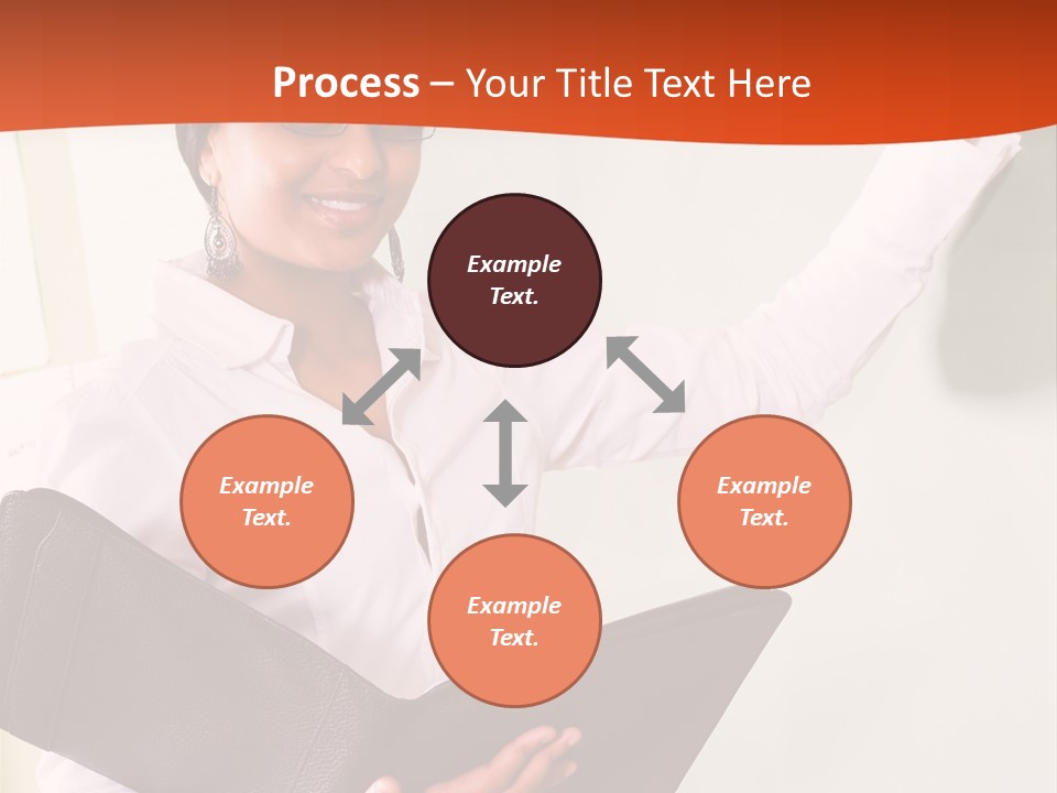 Young Beautiful School Teacher Write On Blackboard PowerPoint Template