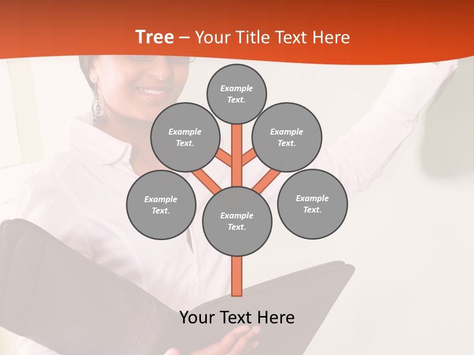 Young Beautiful School Teacher Write On Blackboard PowerPoint Template