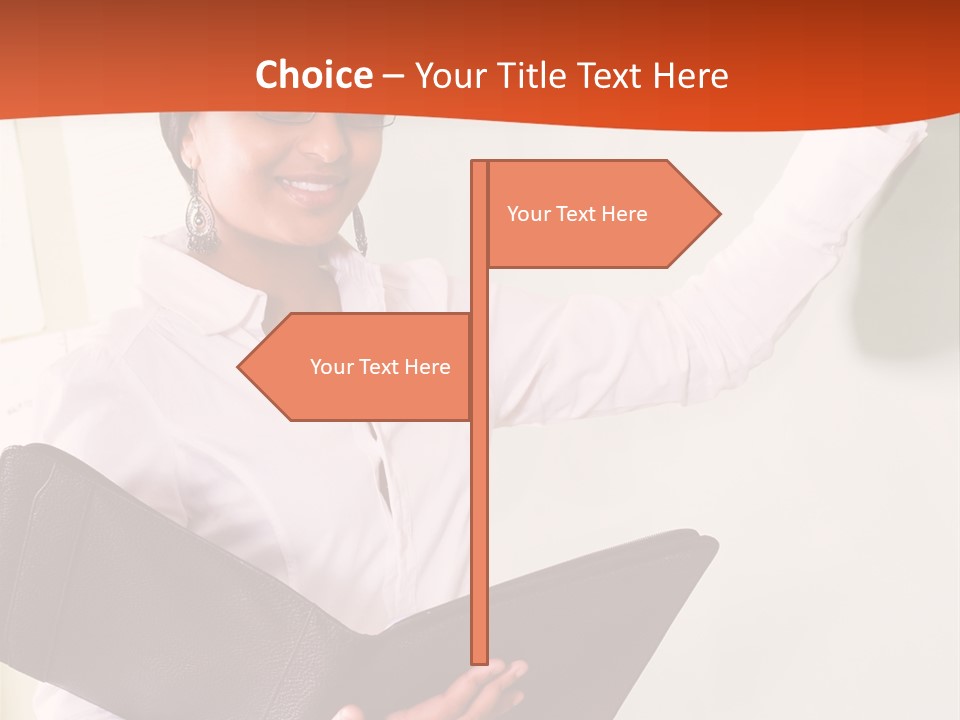 Young Beautiful School Teacher Write On Blackboard PowerPoint Template