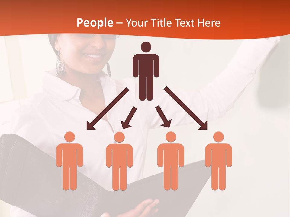 Young Beautiful School Teacher Write On Blackboard PowerPoint Template