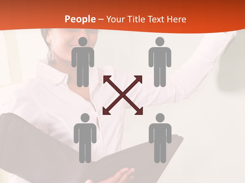 Young Beautiful School Teacher Write On Blackboard PowerPoint Template