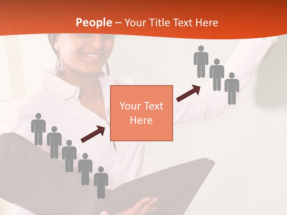 Young Beautiful School Teacher Write On Blackboard PowerPoint Template