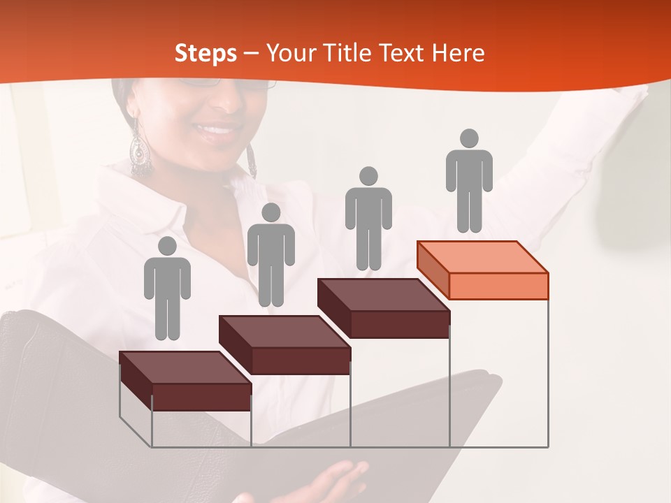 Young Beautiful School Teacher Write On Blackboard PowerPoint Template