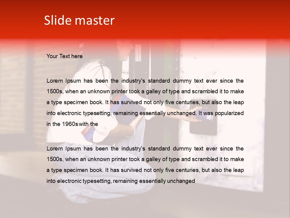 Woman Getting Soda From Vend Machine PowerPoint Template