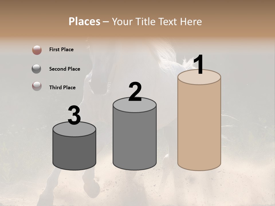 A White Horse Galloping Through A Dusty Field PowerPoint Template