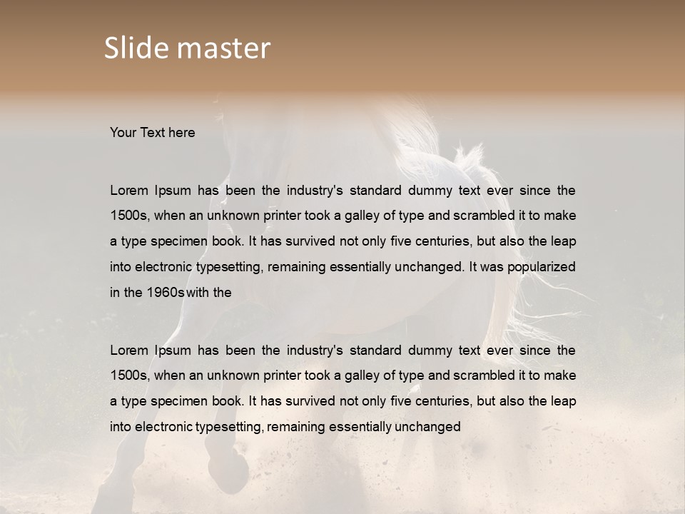 A White Horse Galloping Through A Dusty Field PowerPoint Template