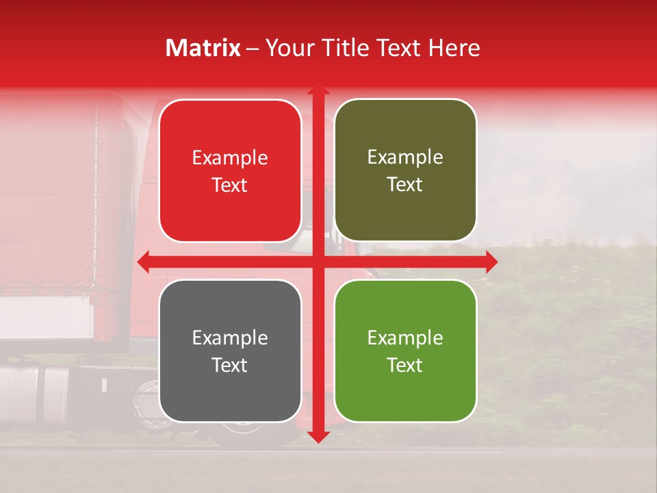 Red Truck Moving From Right To Left On Highway PowerPoint Template