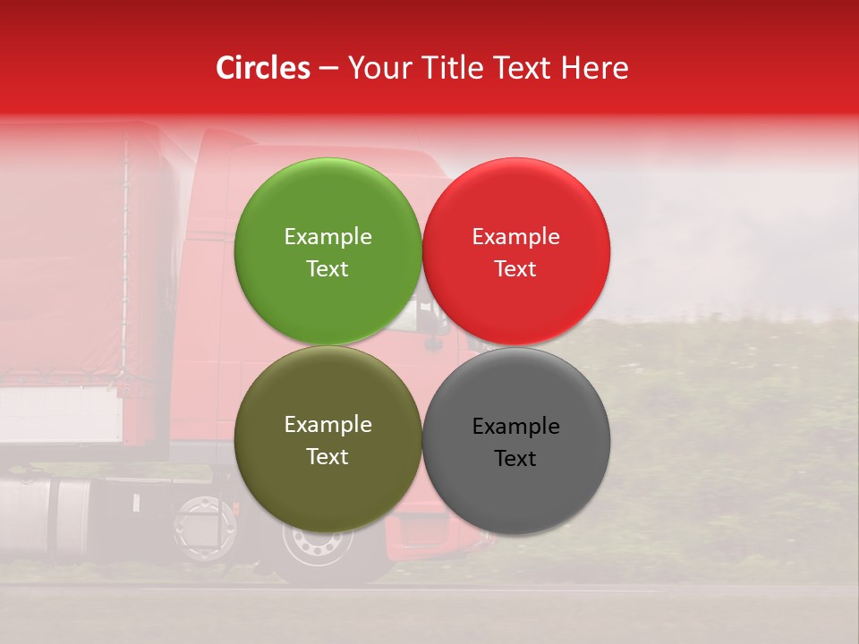 Red Truck Moving From Right To Left On Highway PowerPoint Template