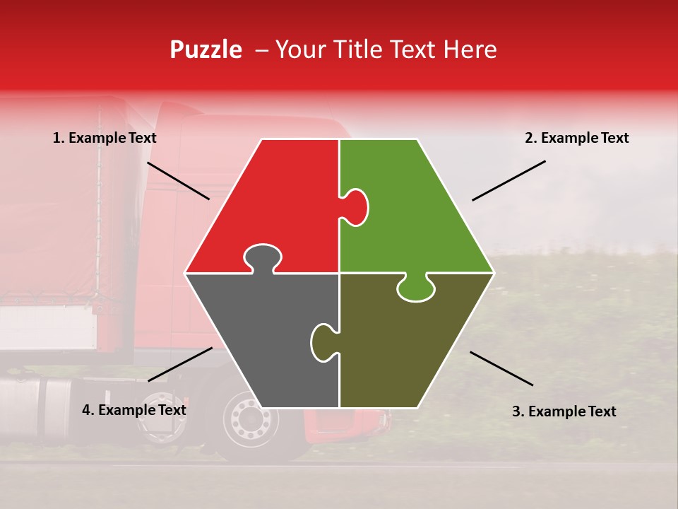 Red Truck Moving From Right To Left On Highway PowerPoint Template