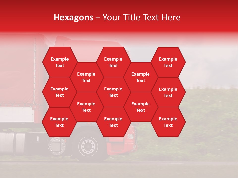 Red Truck Moving From Right To Left On Highway PowerPoint Template
