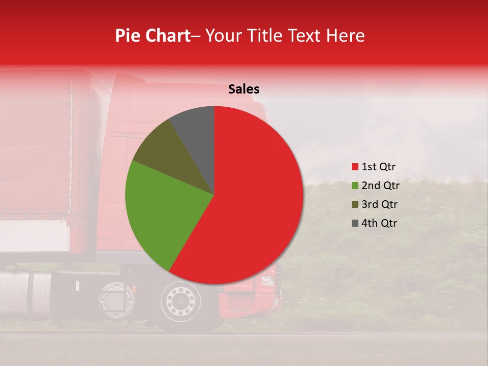 Red Truck Moving From Right To Left On Highway PowerPoint Template
