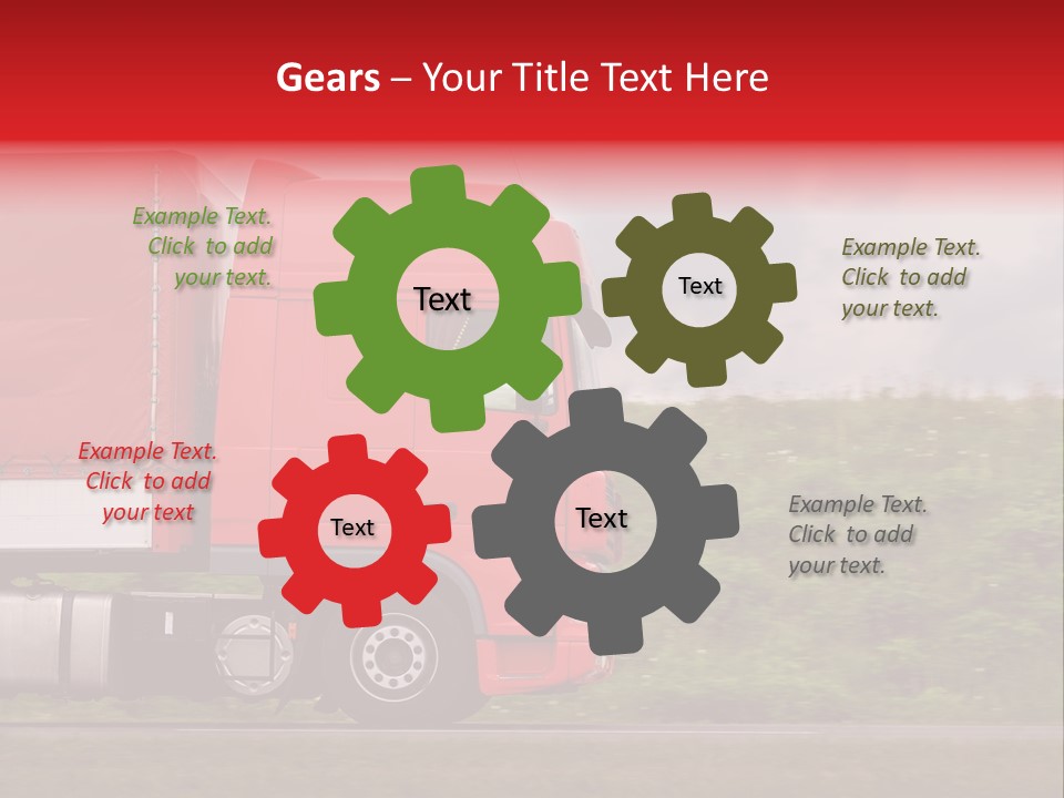 Red Truck Moving From Right To Left On Highway PowerPoint Template