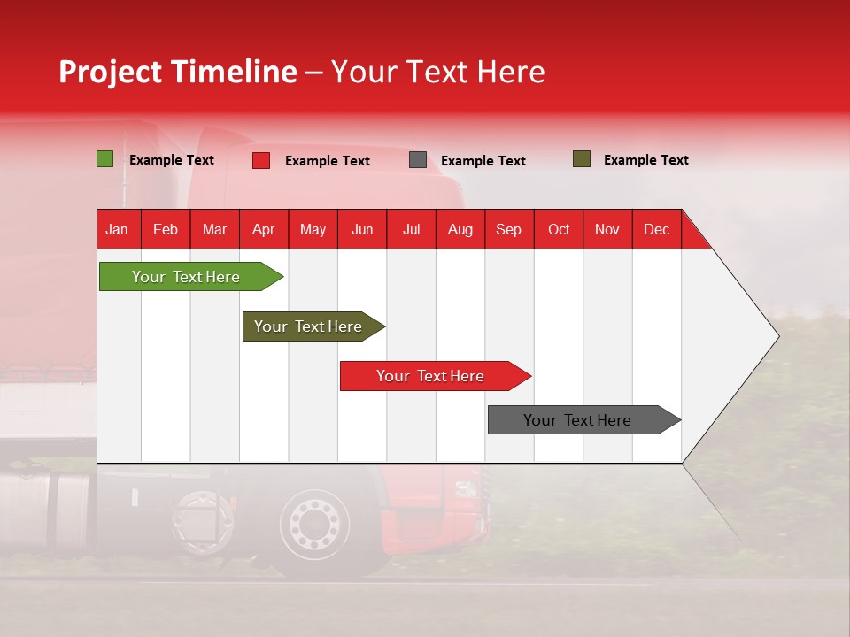 Red Truck Moving From Right To Left On Highway PowerPoint Template
