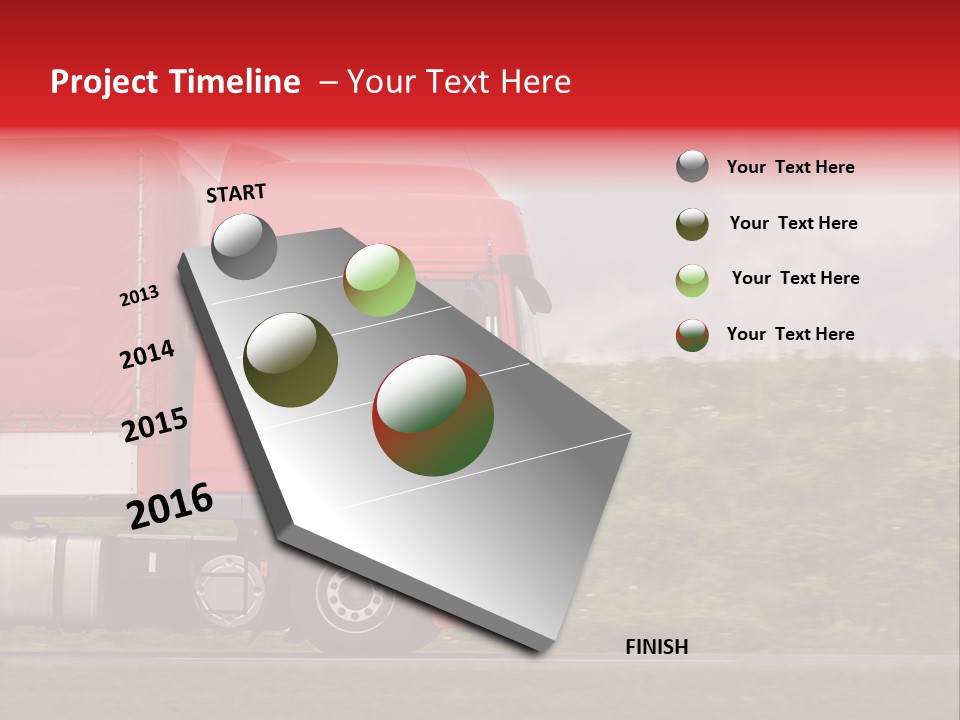Red Truck Moving From Right To Left On Highway PowerPoint Template