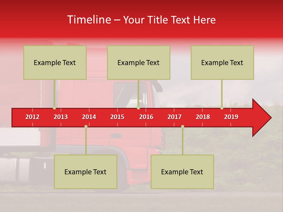 Red Truck Moving From Right To Left On Highway PowerPoint Template