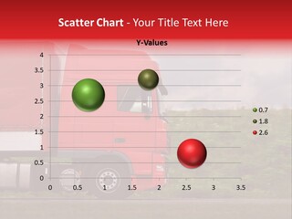 Red Truck Moving From Right To Left On Highway PowerPoint Template