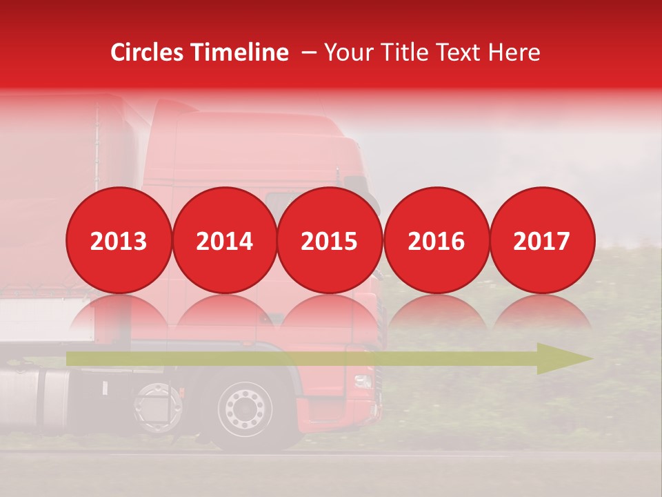 Red Truck Moving From Right To Left On Highway PowerPoint Template