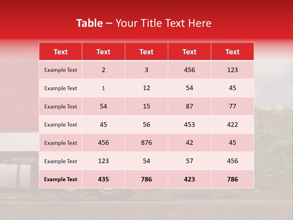Red Truck Moving From Right To Left On Highway PowerPoint Template