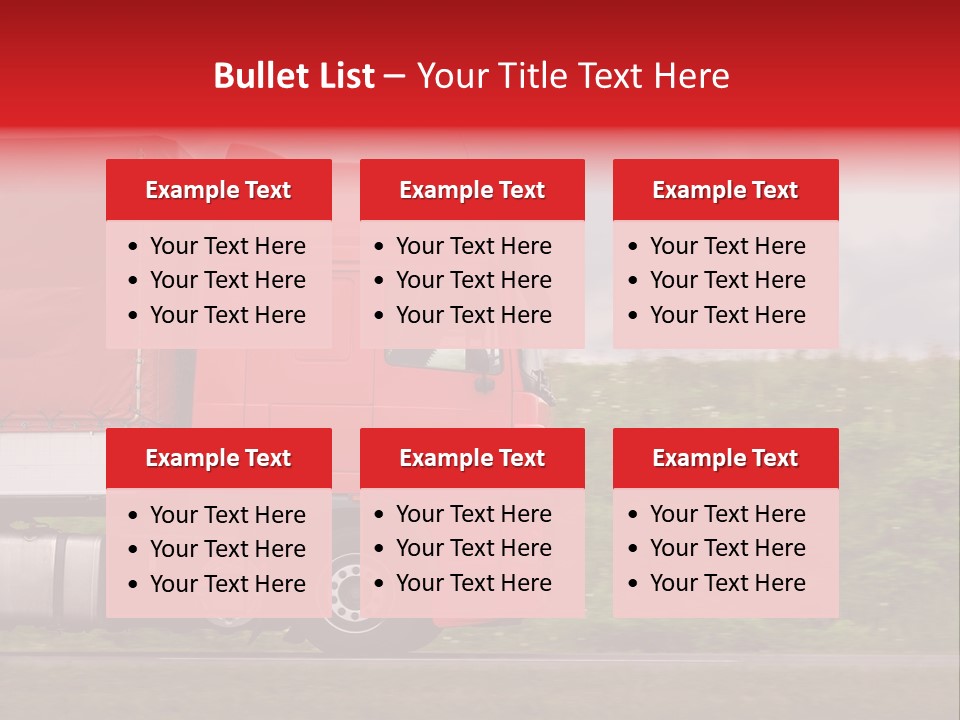 Red Truck Moving From Right To Left On Highway PowerPoint Template