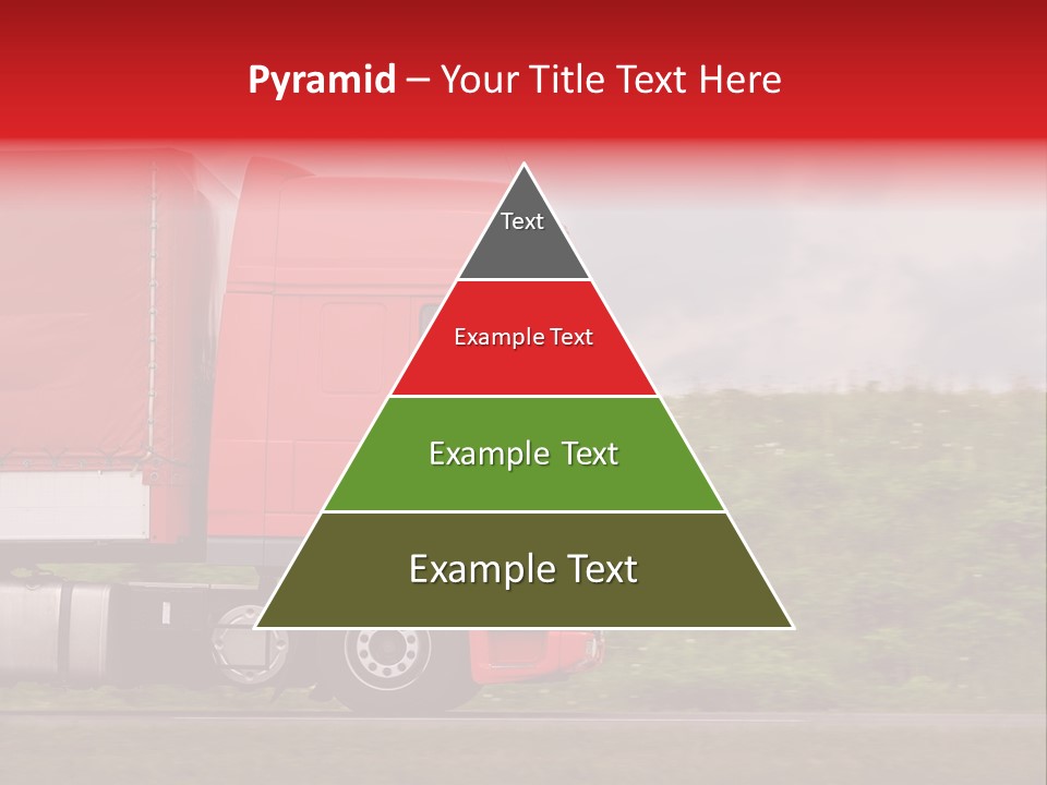 Red Truck Moving From Right To Left On Highway PowerPoint Template