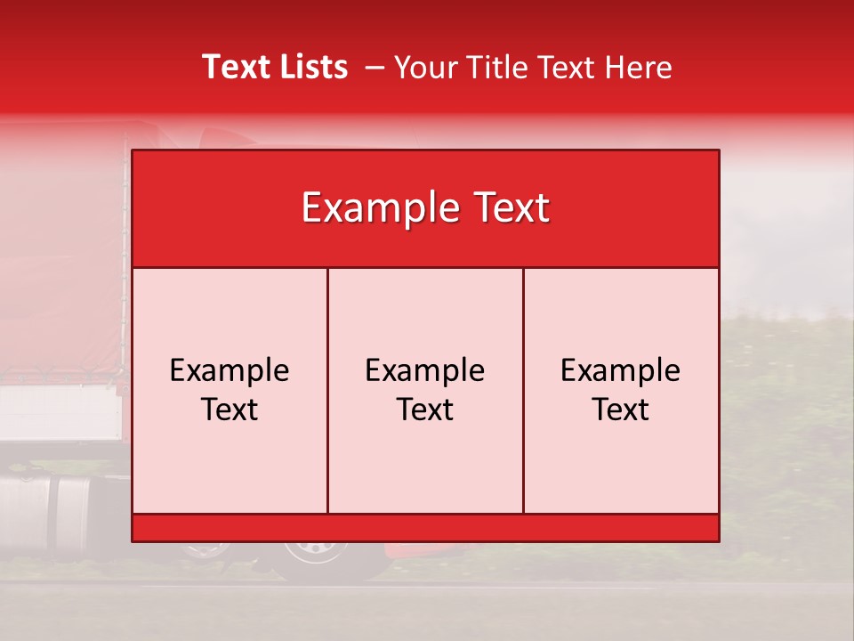 Red Truck Moving From Right To Left On Highway PowerPoint Template