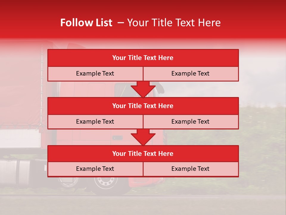 Red Truck Moving From Right To Left On Highway PowerPoint Template