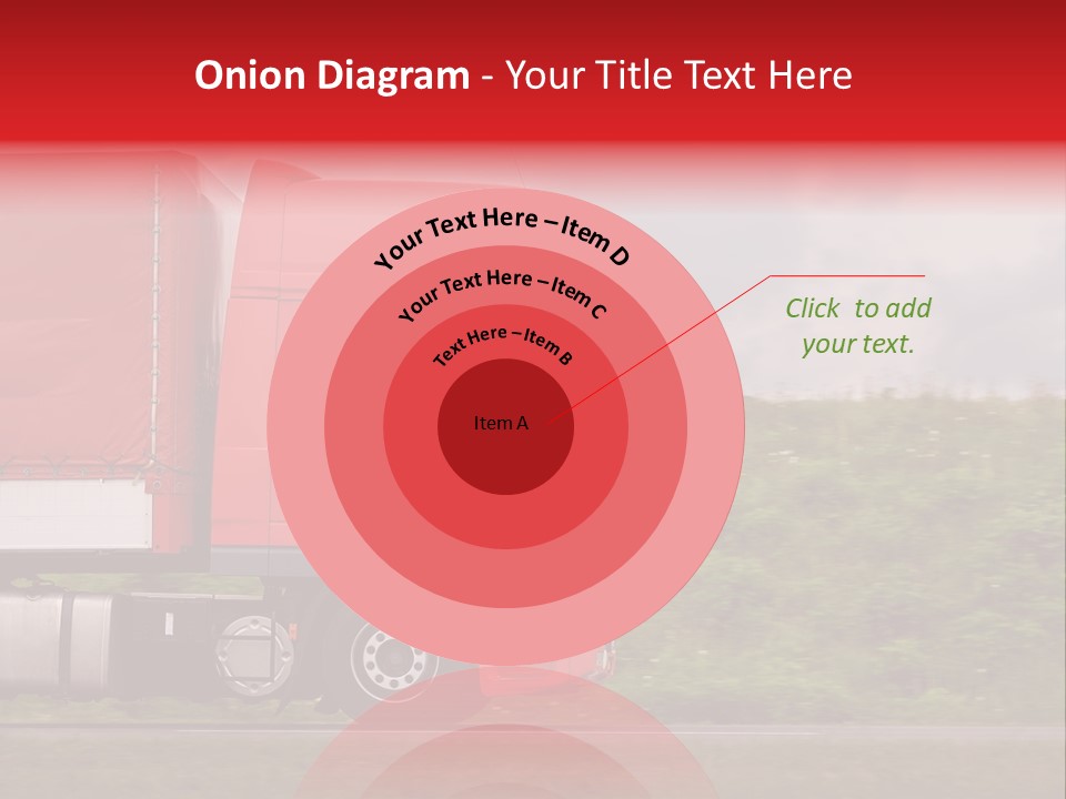 Red Truck Moving From Right To Left On Highway PowerPoint Template