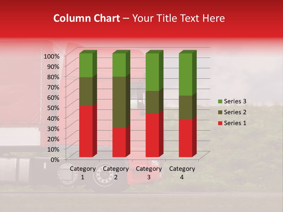Red Truck Moving From Right To Left On Highway PowerPoint Template