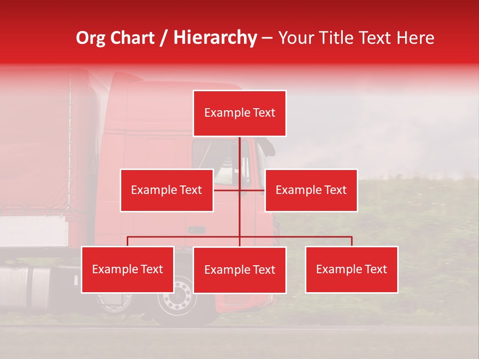 Red Truck Moving From Right To Left On Highway PowerPoint Template