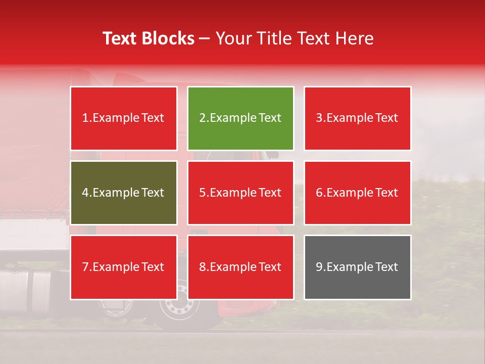 Red Truck Moving From Right To Left On Highway PowerPoint Template
