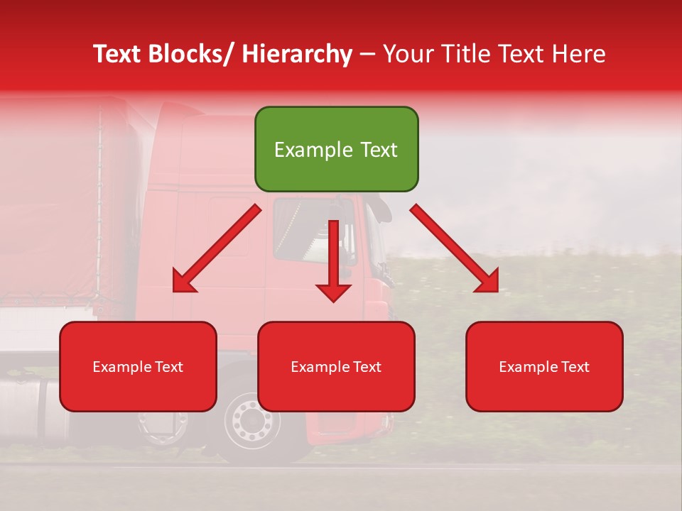 Red Truck Moving From Right To Left On Highway PowerPoint Template