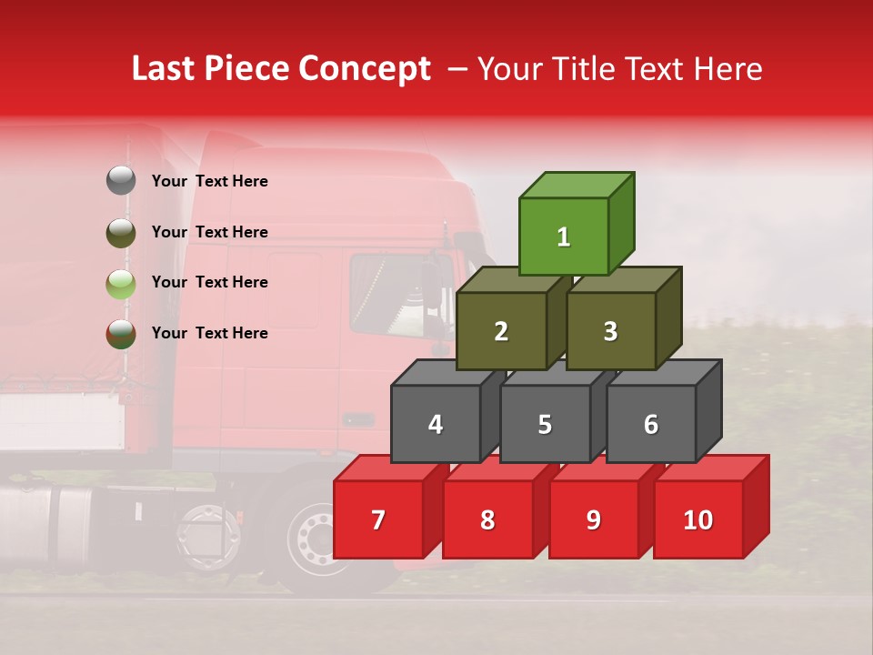 Red Truck Moving From Right To Left On Highway PowerPoint Template