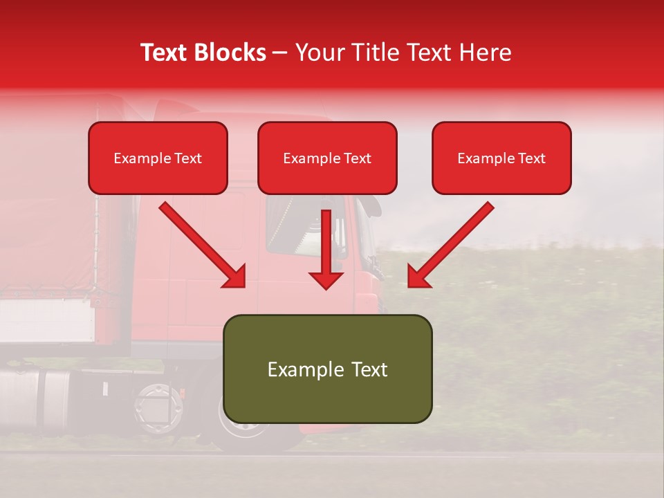 Red Truck Moving From Right To Left On Highway PowerPoint Template
