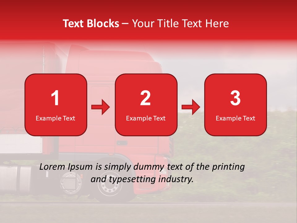 Red Truck Moving From Right To Left On Highway PowerPoint Template