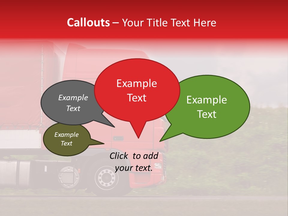 Red Truck Moving From Right To Left On Highway PowerPoint Template