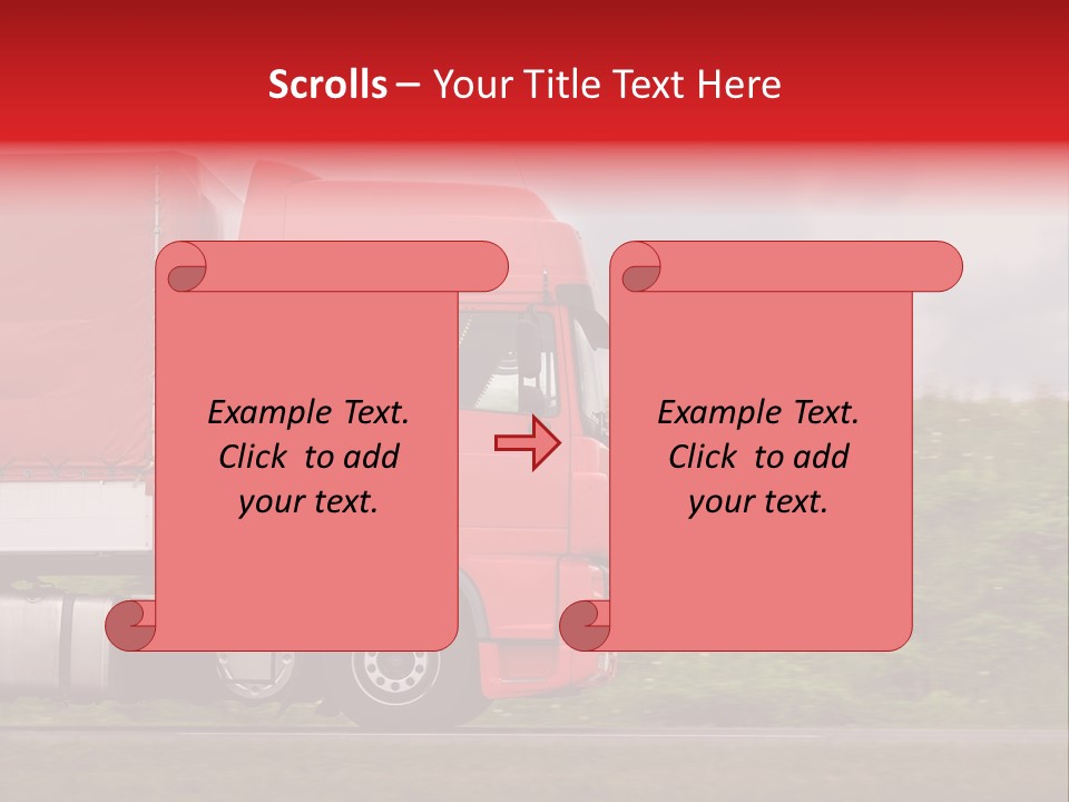Red Truck Moving From Right To Left On Highway PowerPoint Template