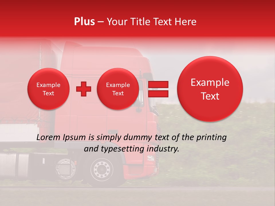 Red Truck Moving From Right To Left On Highway PowerPoint Template