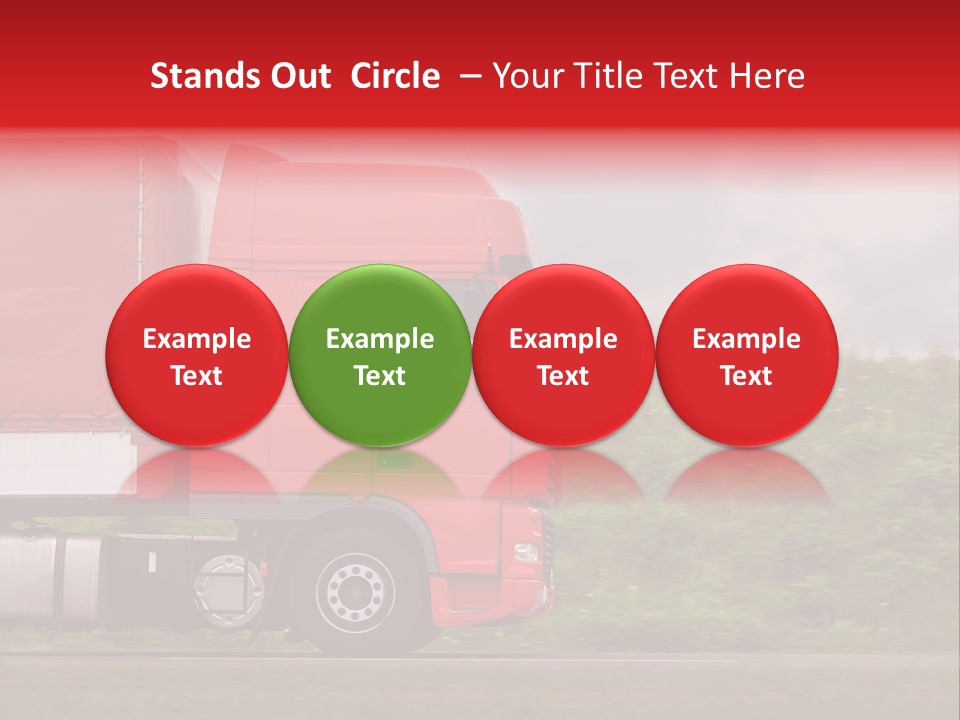 Red Truck Moving From Right To Left On Highway PowerPoint Template