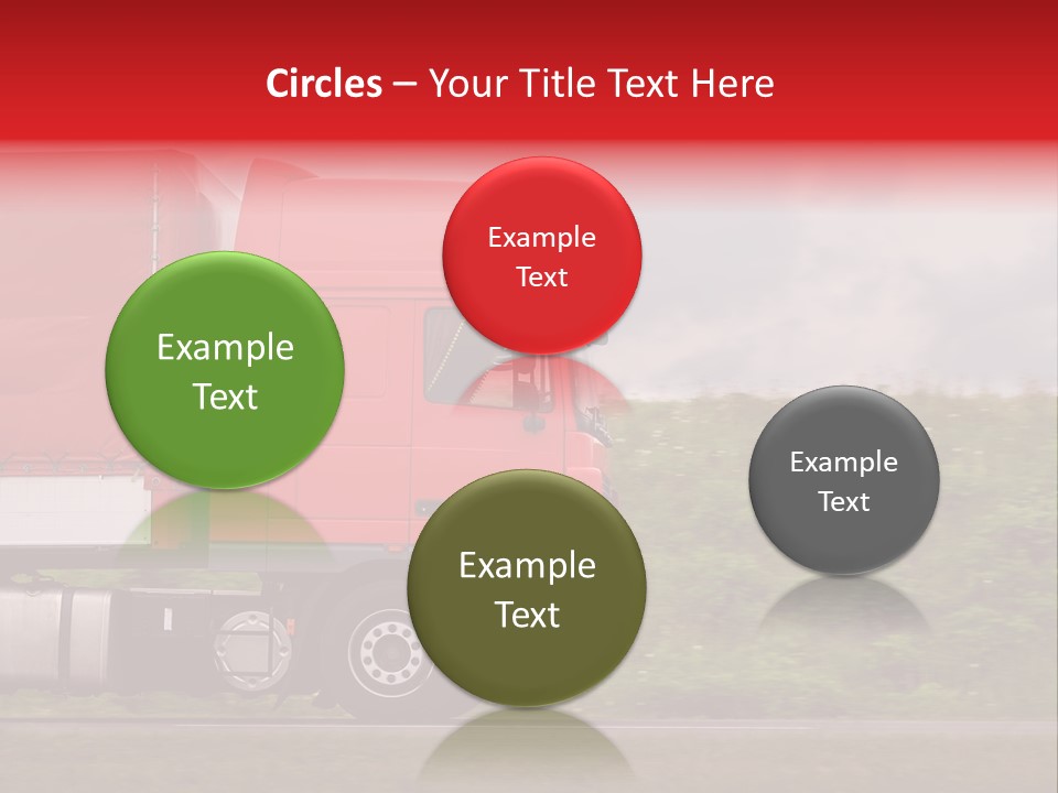 Red Truck Moving From Right To Left On Highway PowerPoint Template