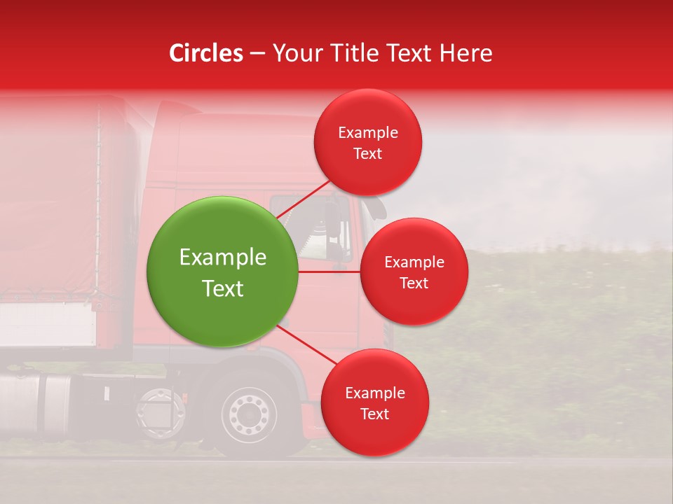 Red Truck Moving From Right To Left On Highway PowerPoint Template